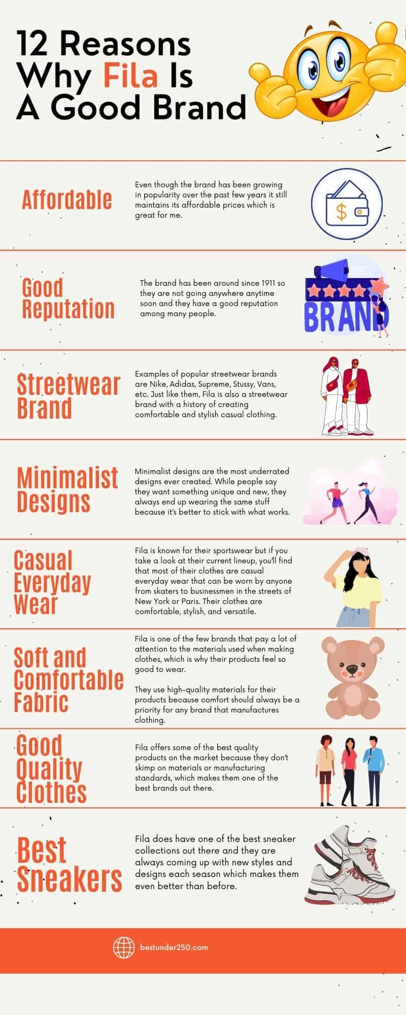 Infographic- Reasons why Fila is a good brand