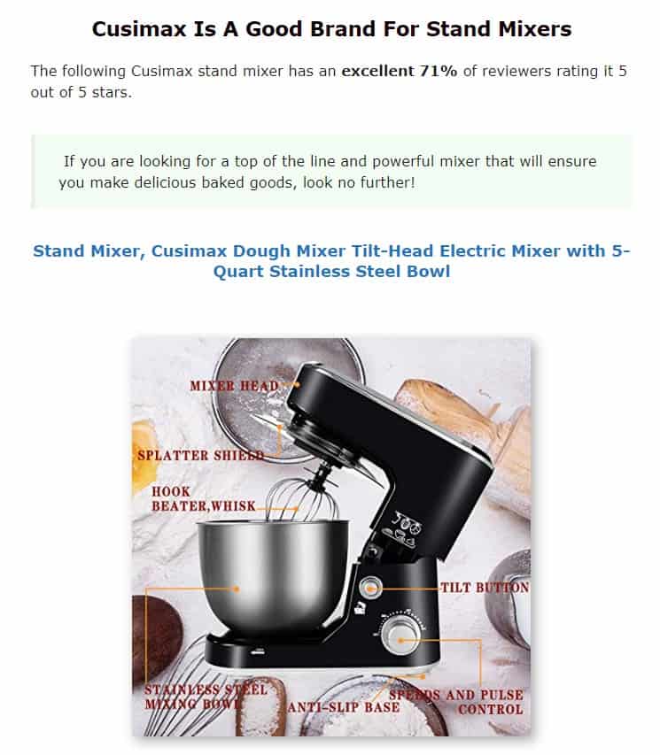 Cusimax is an excellent brand for stand mixers