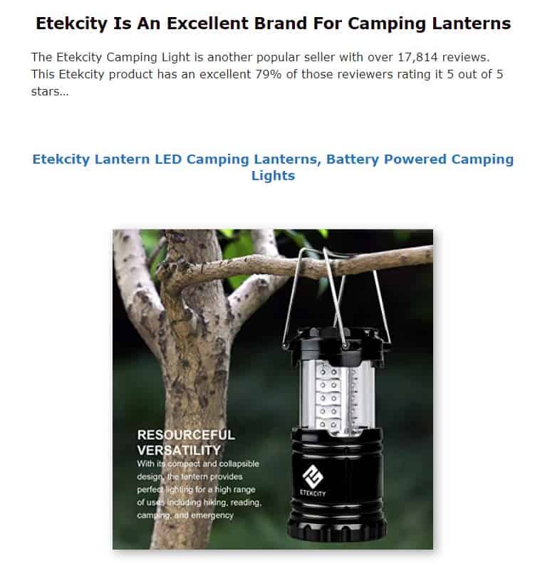 Etekcity is an excellent brand for camping lanterns