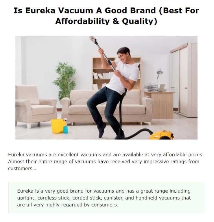 Eureka is a good vacuum brand