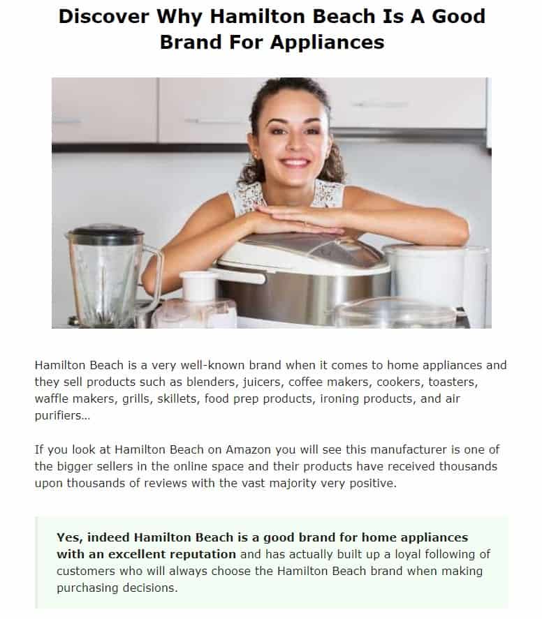 Hamilton Beach is an excellent countertop appliance brand
