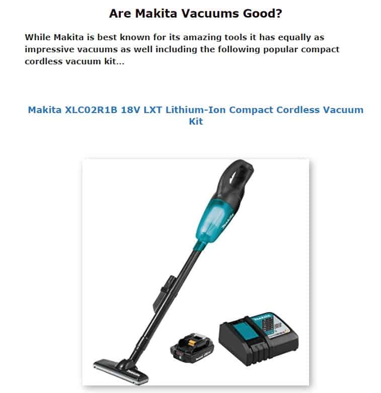 Makita is an excellent vacuum cleaner brand