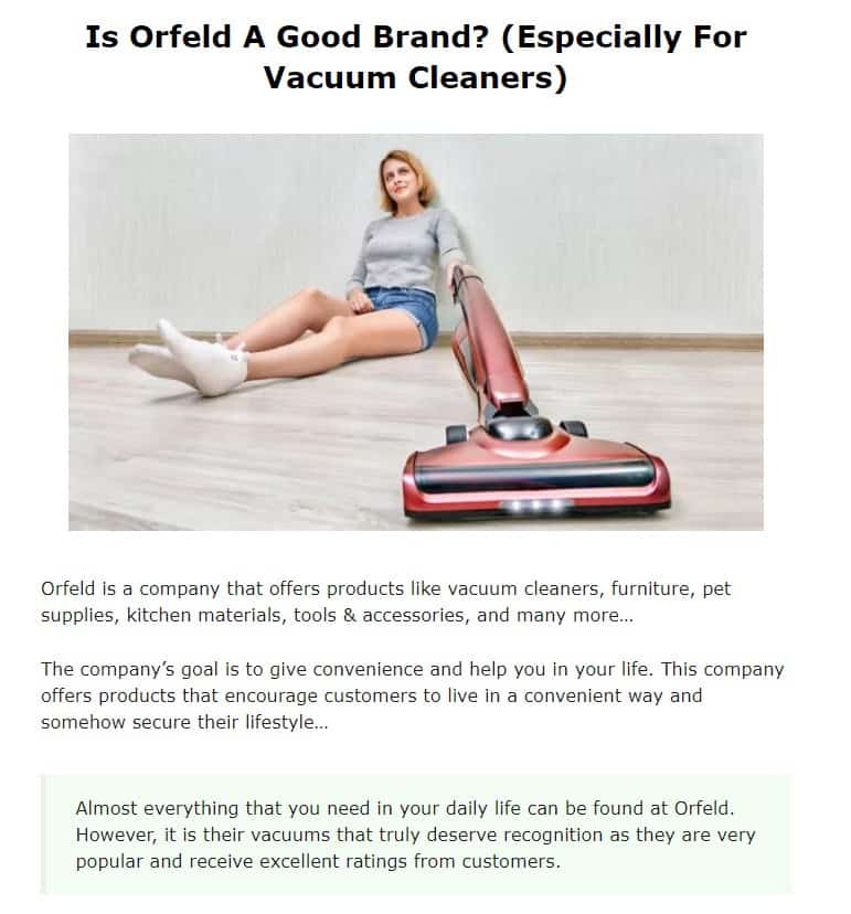Orfeld is a good vacuum cleaner brand