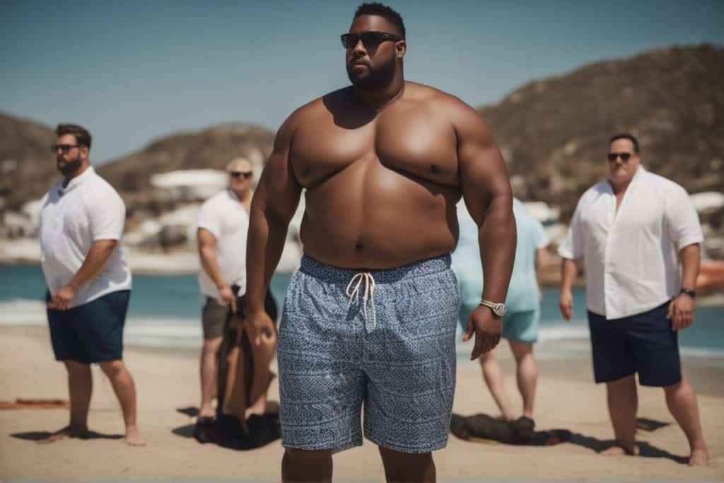 fat guy friendly swimwear, a perfect blend of style, comfort, and size inclusivity.
