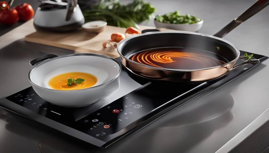 Induction cooktop with a pot on it