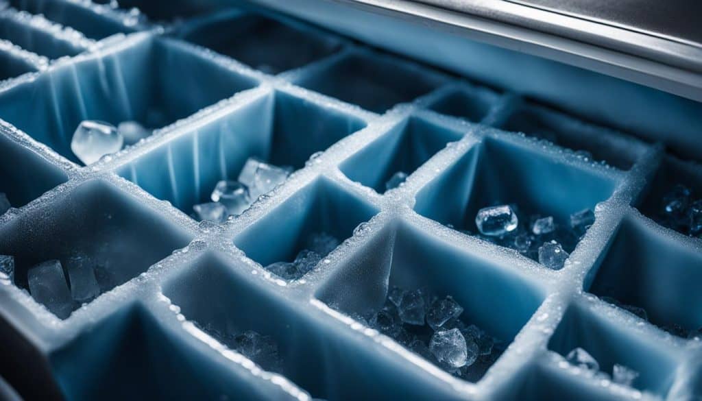 Melting ice in freezer