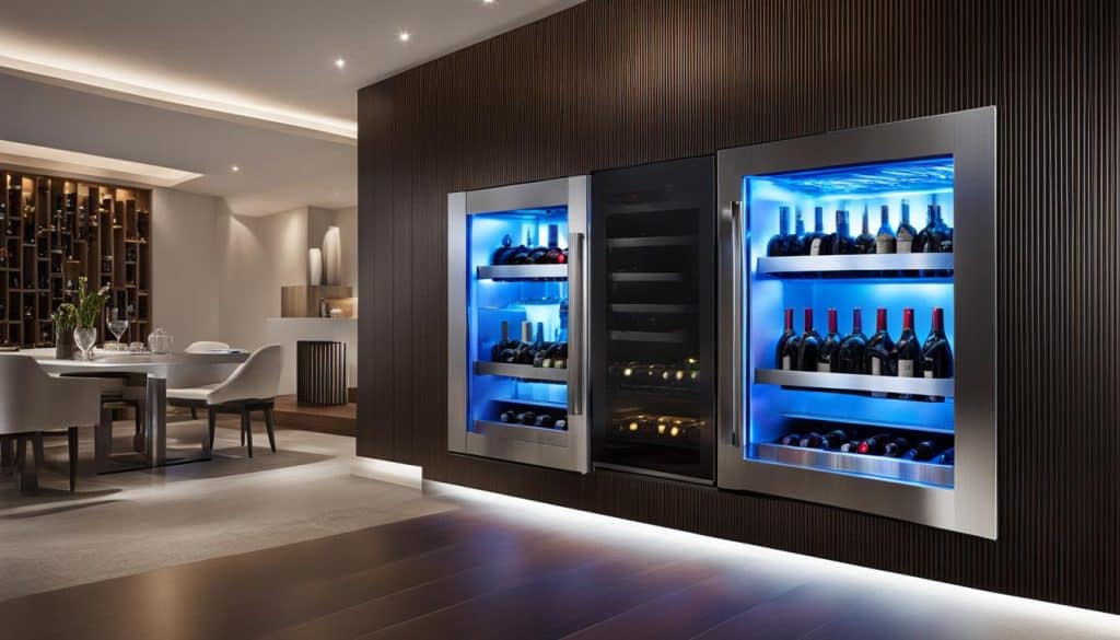 built-in wine dispenser and ambient lighting