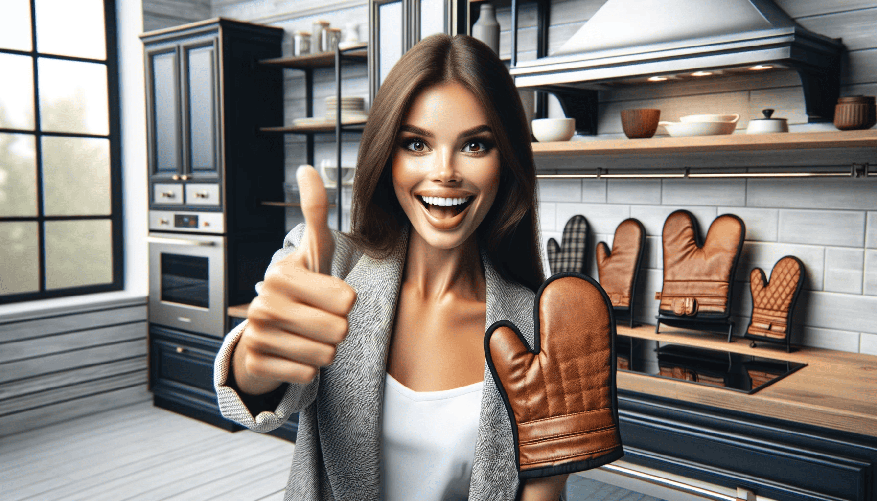 Oven Mitts With Leather Accents