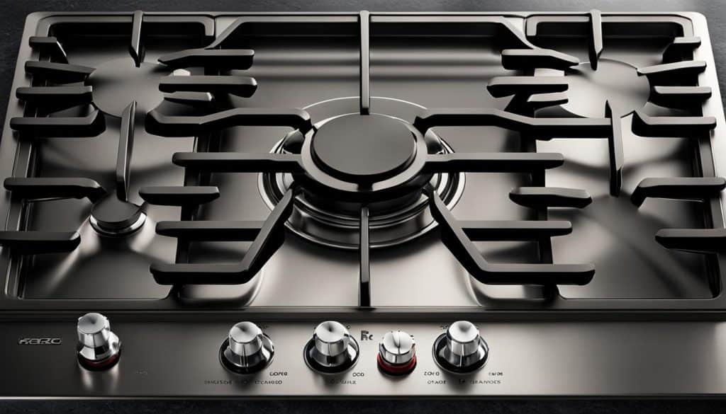 raised edges and sealed burners in a gas cooktop