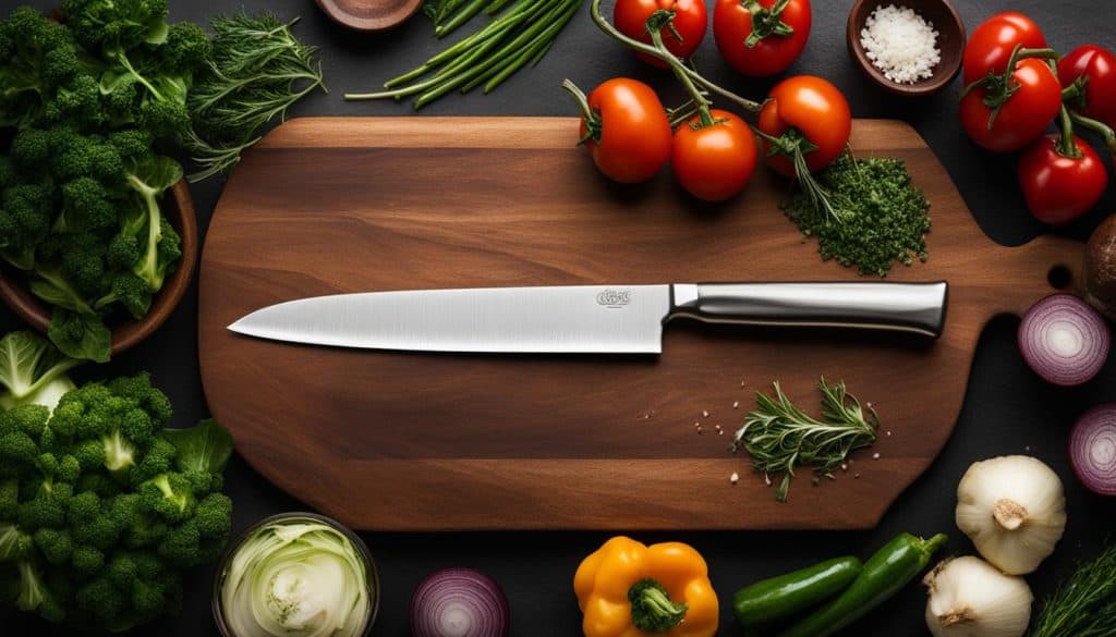 Chef's knife and cutting board