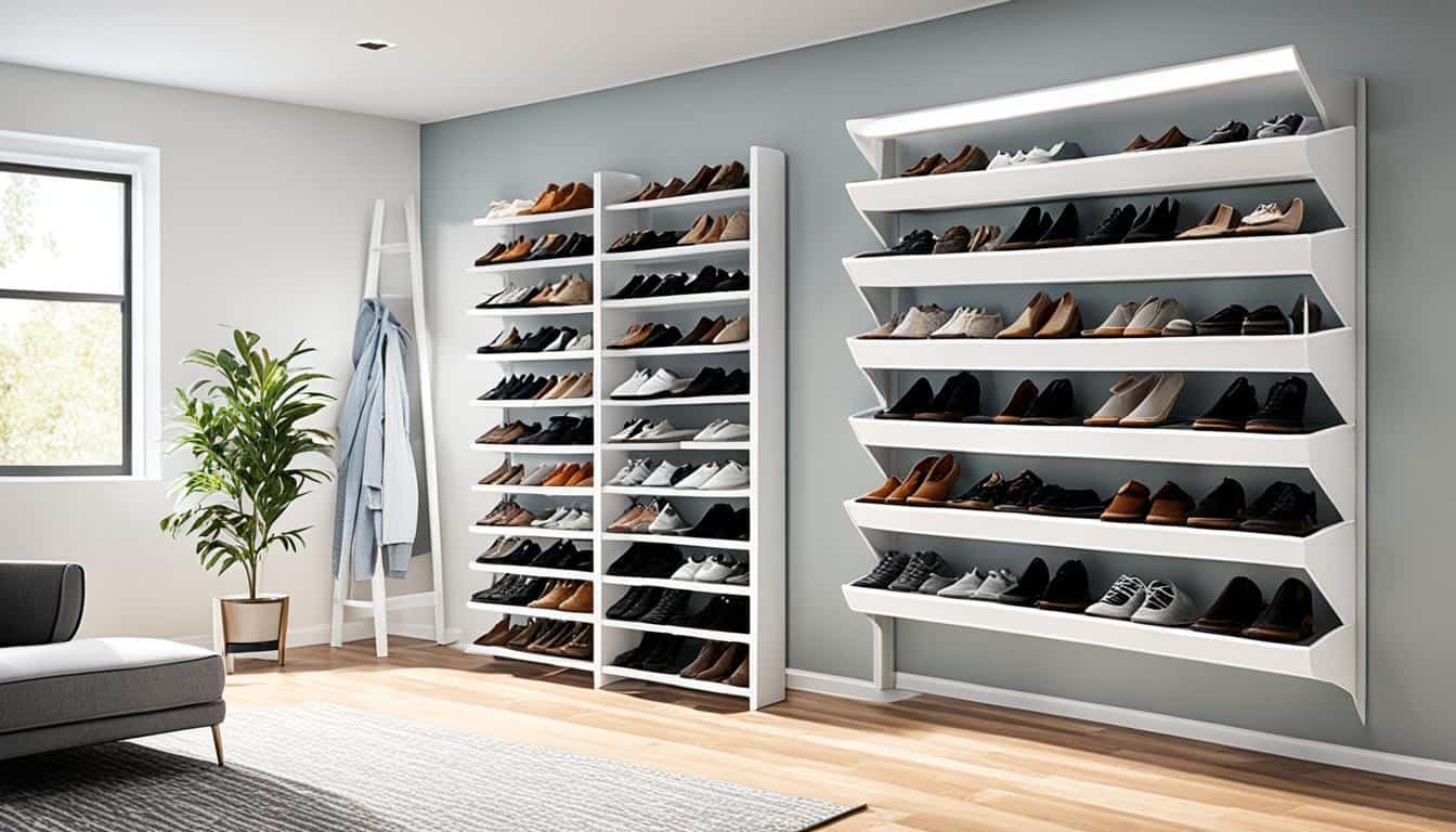 Angled Shelves for footwear storage