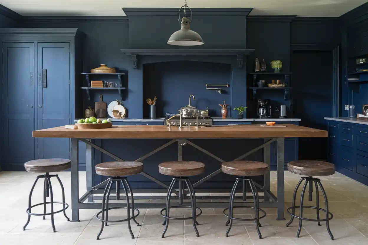 5 Chic Stools for a Navy Kitchen Island