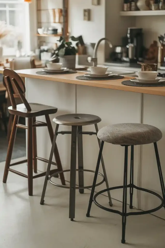 Compact Stool Showcase in a Small Kitchen