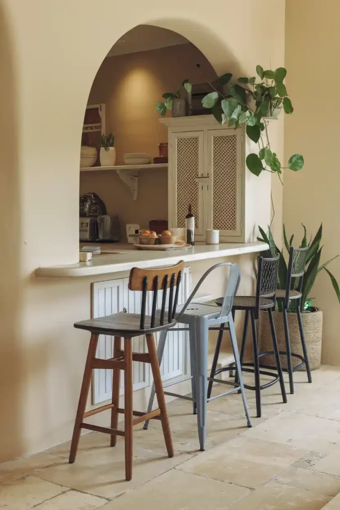 Compact Stool Showcase in a Small Kitchen