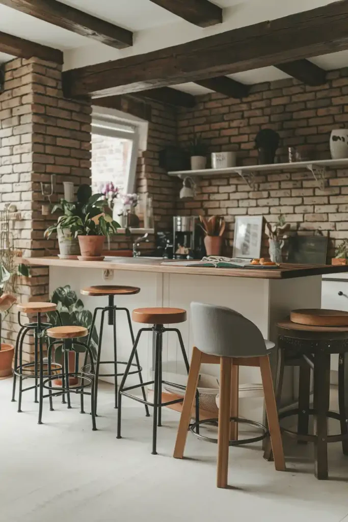 Compact Stool Showcase in a Small Kitchen