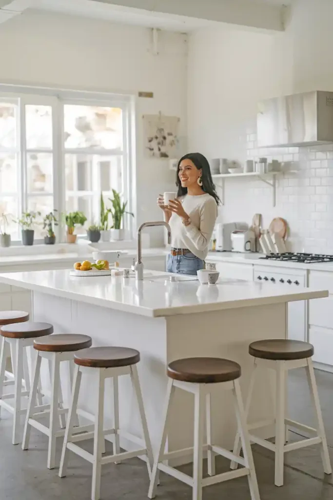 backless stool ideas for white kitchen island