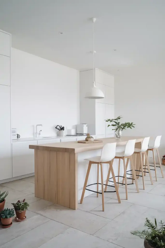 white bar stools with natural wood legs