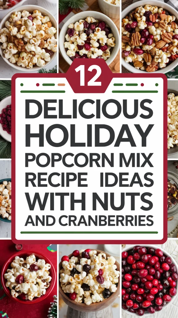 12 Delicious Holiday Popcorn Mix Recipes with Nuts and Cranberries Under 250 Calories