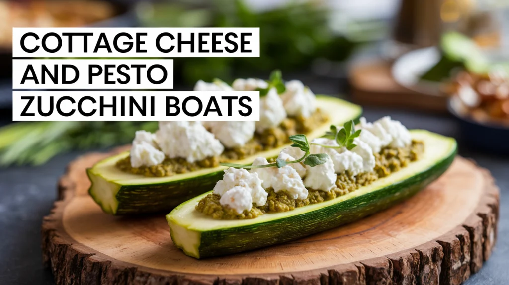 Baked Cottage Cheese and Pesto Zucchini Boats Recipe