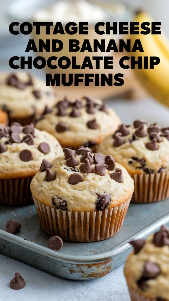 Cottage Cheese and Banana Chocolate Chip Muffins