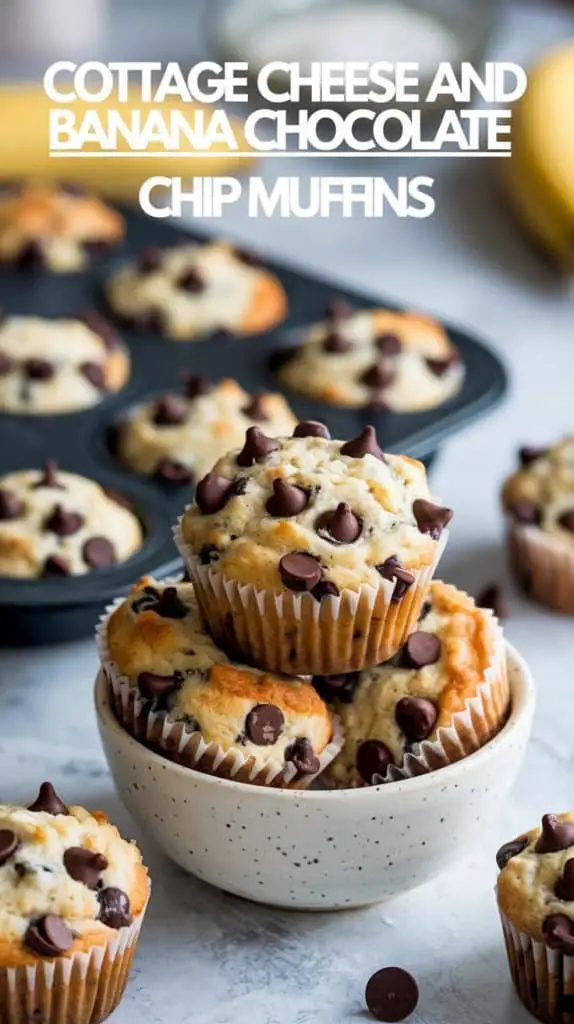 Cottage Cheese and Banana Chocolate Chip Muffins