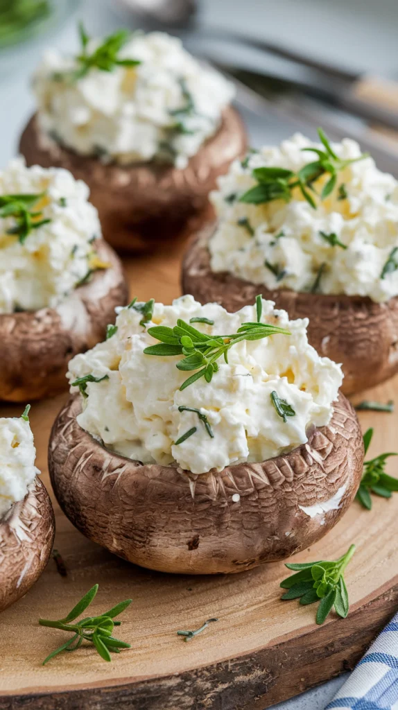 Cottage Cheese and Herb-Stuffed Mushrooms