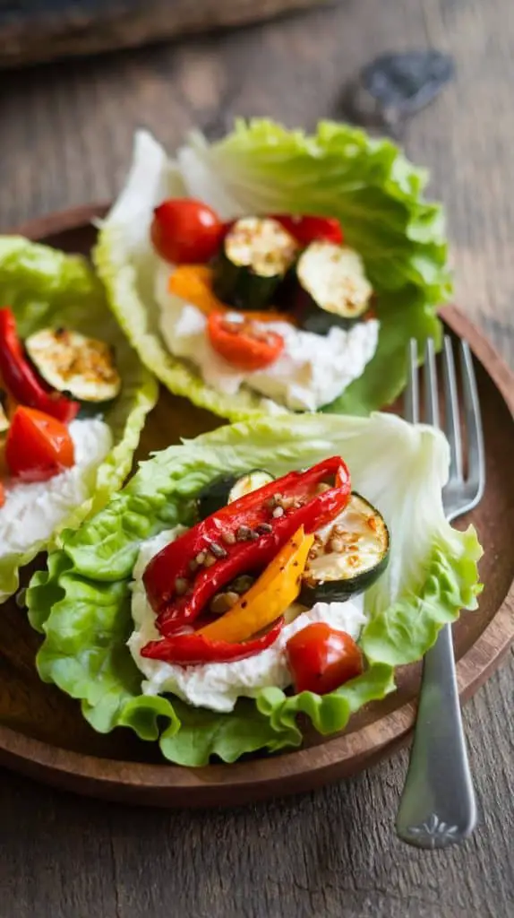 Cottage Cheese and Roasted Veggie Lettuce Wraps 