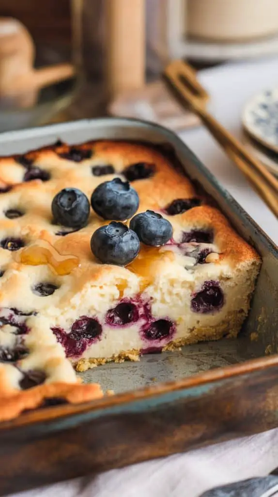 Sweet and Tangy Cottage Cheese Blueberry Bake