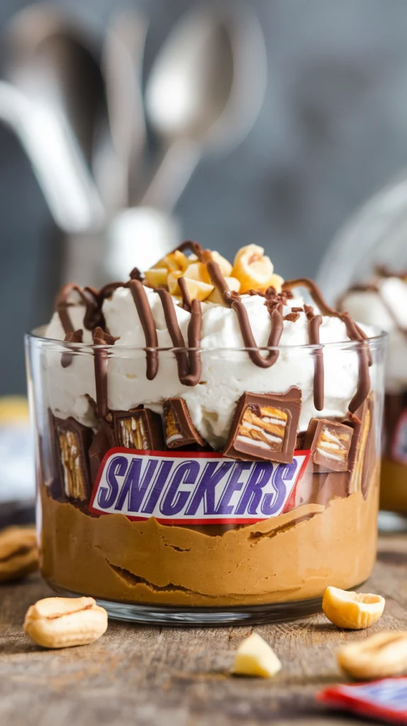 High-Protein Peanut Butter Snickers Dessert with Cottage Cheese