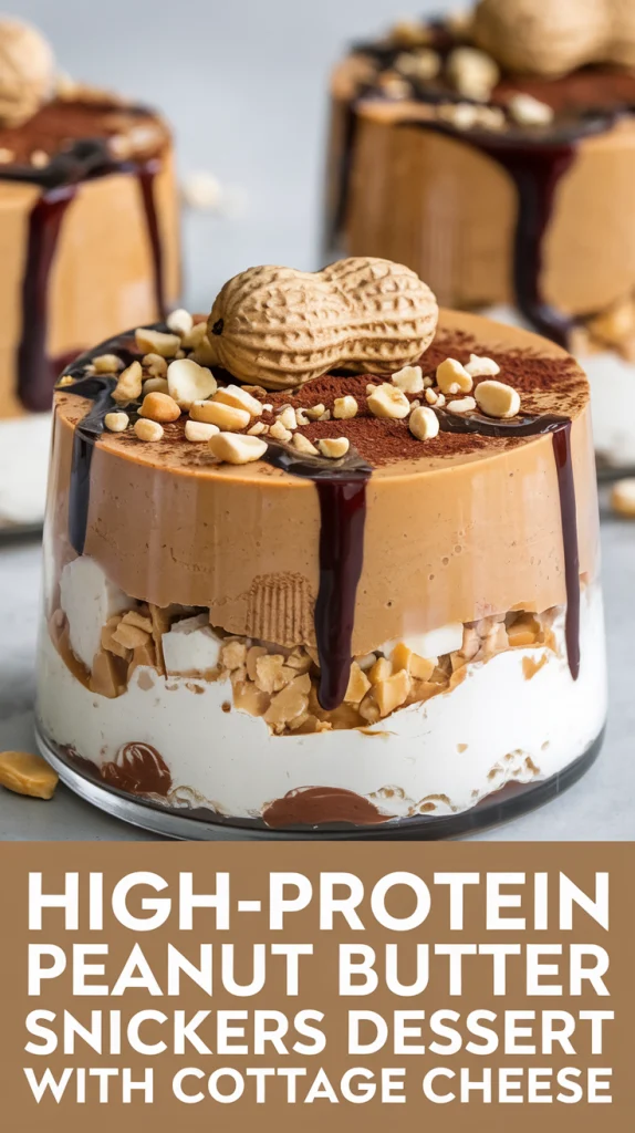 High-Protein Peanut Butter Snickers Dessert with Cottage Cheese