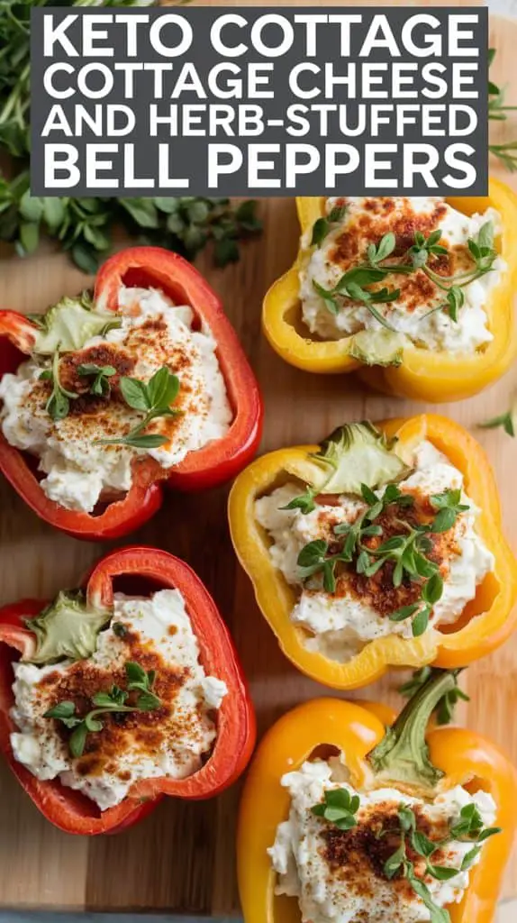 Keto Cottage Cheese and Herb-Stuffed Bell Peppers