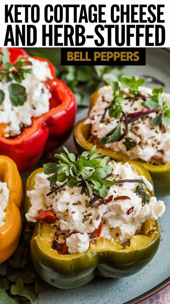 Keto Cottage Cheese and Herb-Stuffed Bell Peppers