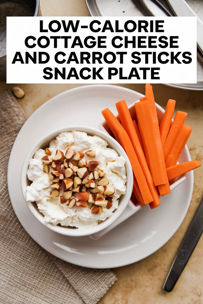 Low-Calorie Cottage Cheese and Carrot Sticks Snack Plate