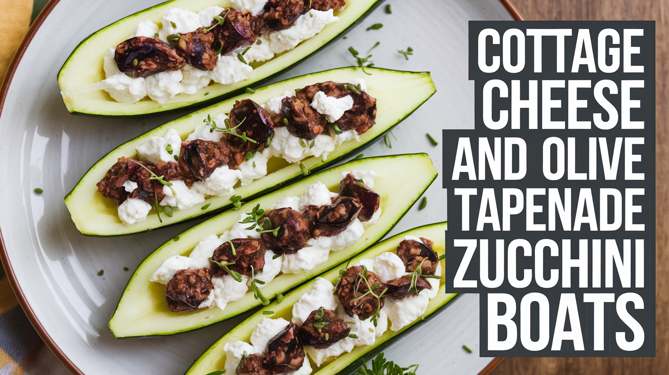 Mediterranean Cottage Cheese and Olive Tapenade Zucchini Boats