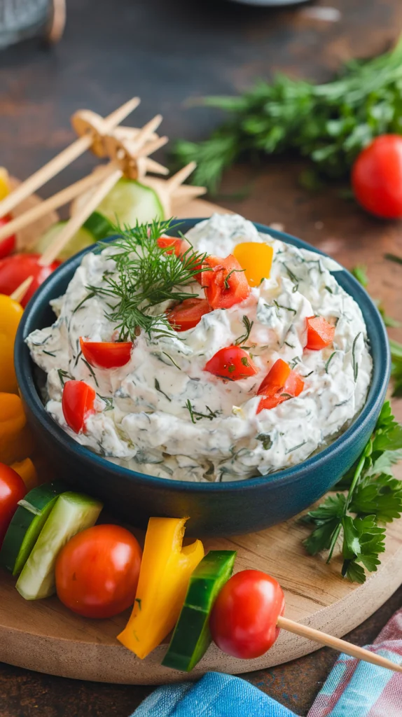 Savory Herb-Infused Cottage Cheese and Veggie Dip