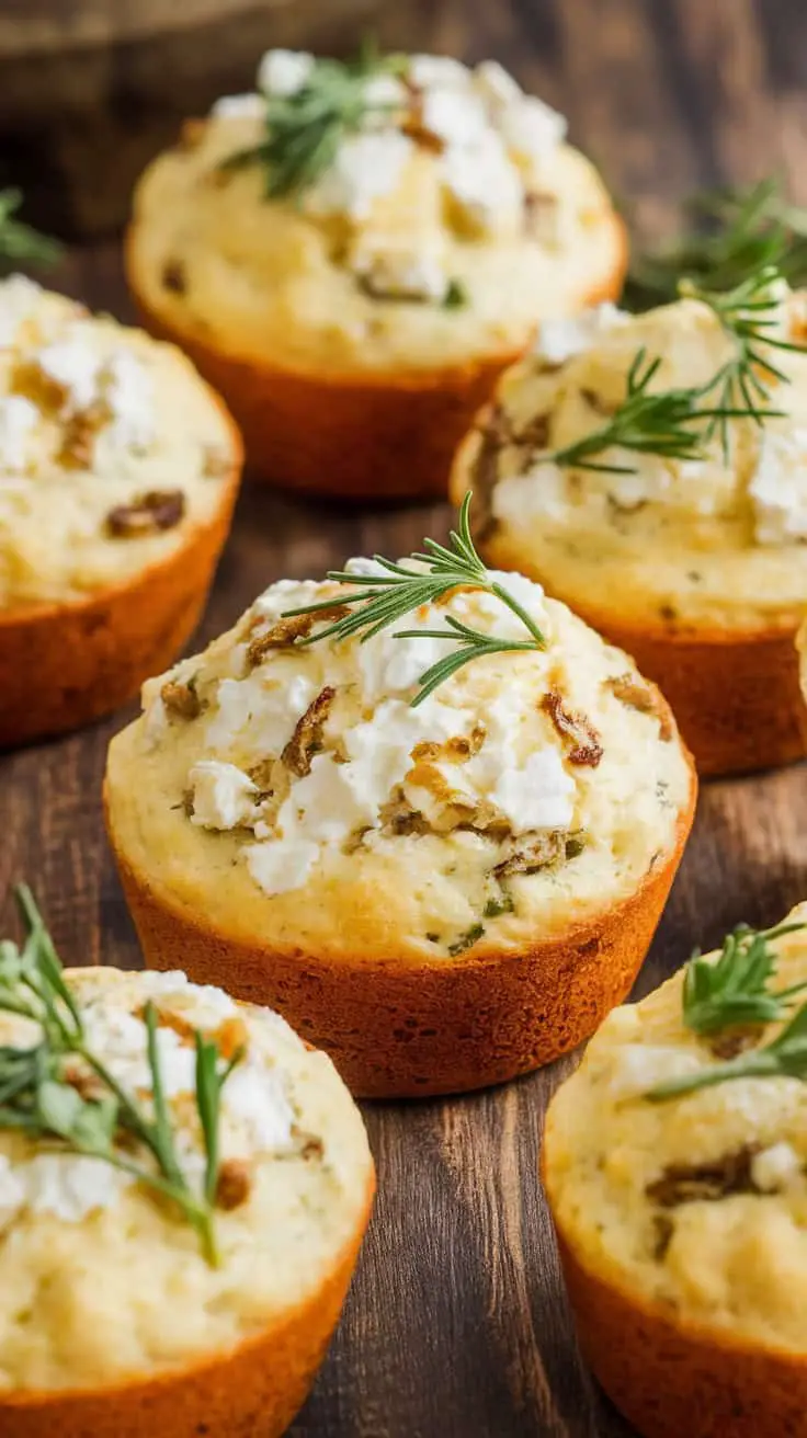 Cottage cheese breakfast muffins topped with herbs.