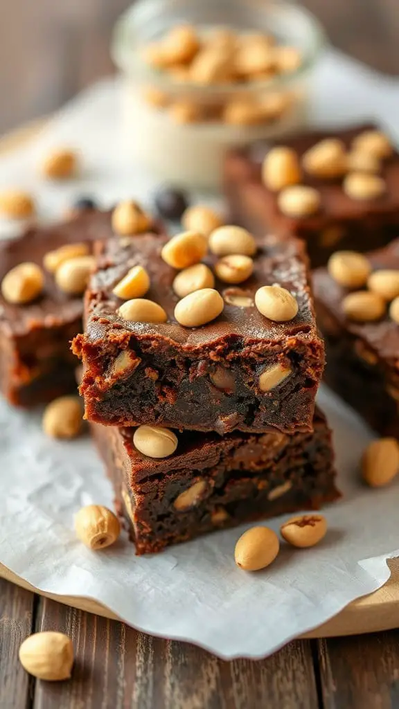 Delicious hazelnut chocolate brownies with nuts on top