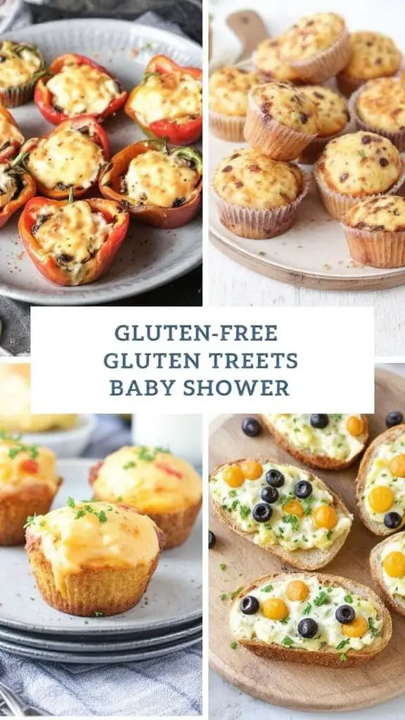 These savory gluten-free baby shower treats are a delightful way to celebrate the special day. The image showcases a vibrant array of dishes that are both appetizing and suitable for everyone.