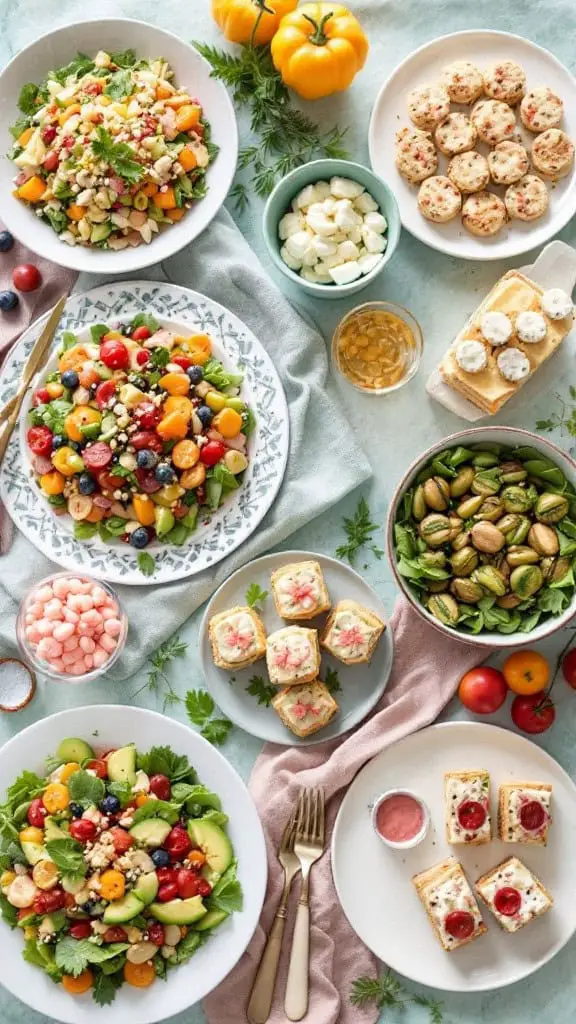 The image captures a delightful spread of gluten-free options that are sure to please everyone. From vibrant salads to sweet treats, there's something for every palate.