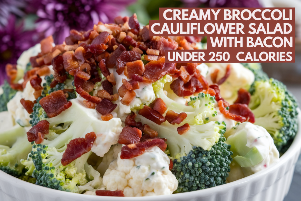 Creamy Broccoli Cauliflower Salad with Bacon