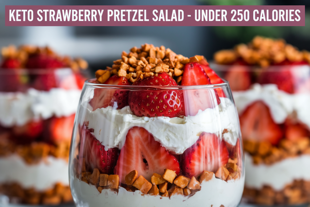 Low-Calorie Keto Strawberry Pretzel Salad