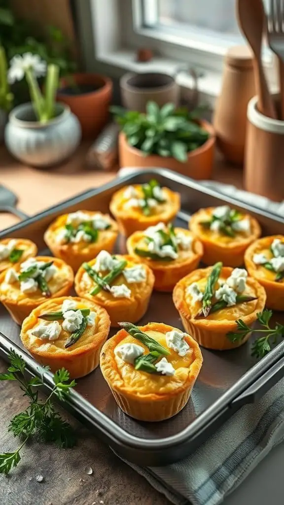 Asparagus and Goat Cheese Egg White Muffins in a muffin tin