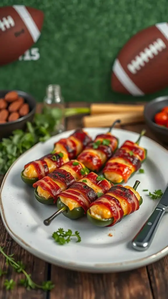 Bacon-Wrapped Cheese-Stuffed Jalapeños on a plate