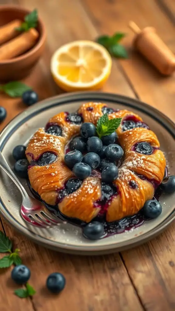 Blueberry Croissant Breakfast Bake with Cinnamon Swirl