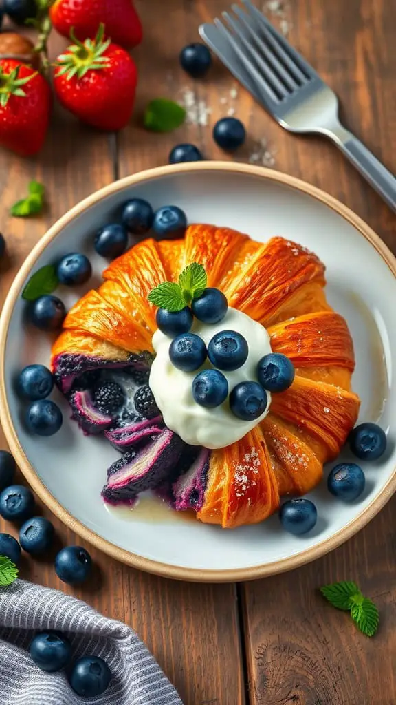 Blueberry Croissant Breakfast Bake with Greek Yogurt