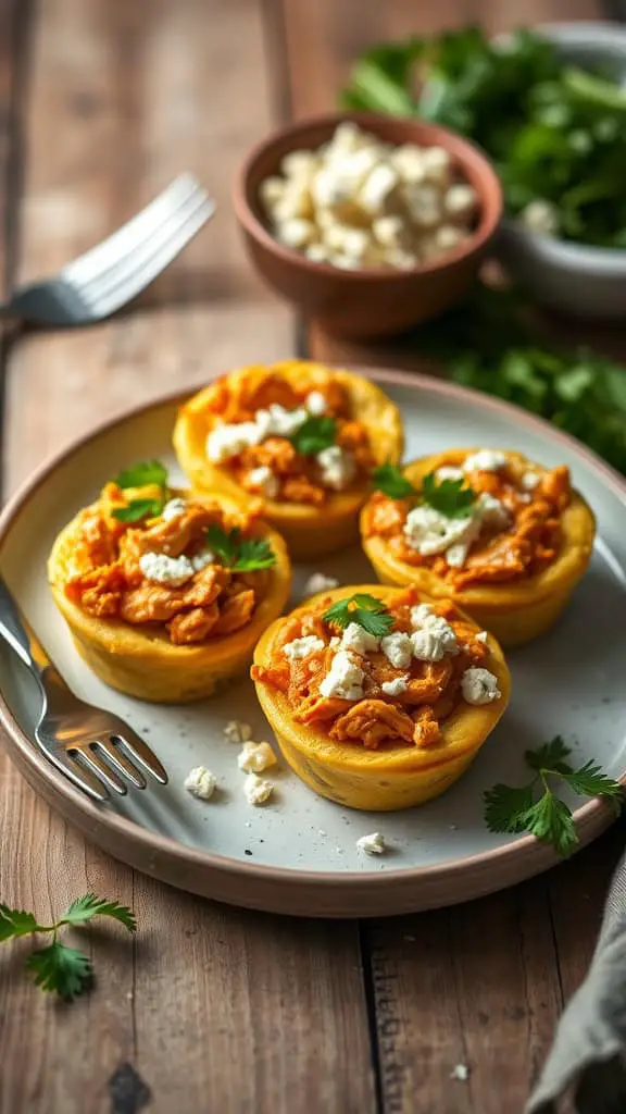 Buffalo Chicken Keto Egg Muffins on a plate