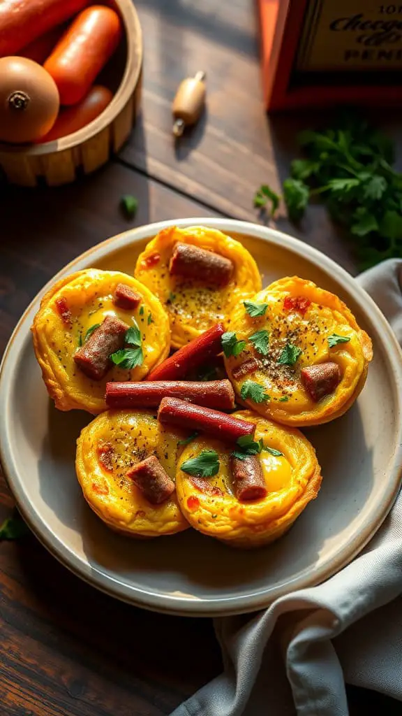 Cajun Breakfast Egg Muffins with sausage and seasonings