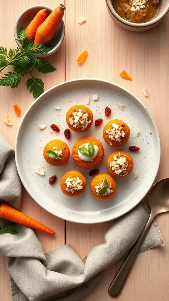 Healthy carrot cake bites on a plate