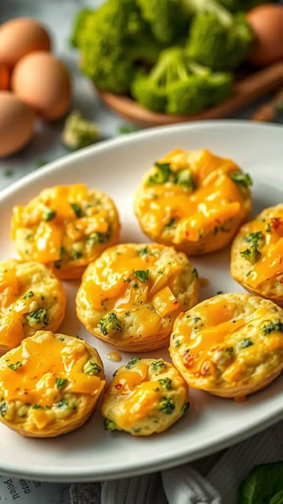 Cheesy Broccoli Egg White Bites on a plate.