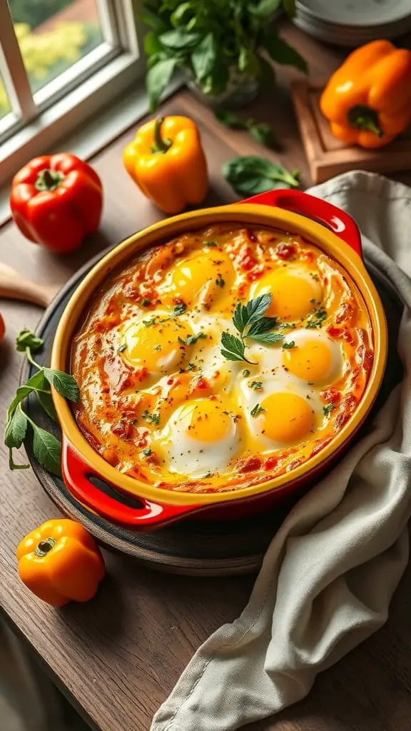 Cheesy Cottage Cheese Eggs Bake casserole with eggs and vegetables